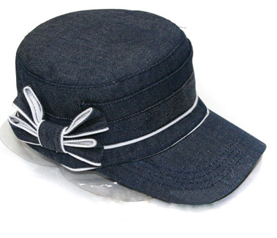bowknot denim flat cap Casquette de noeud à plat en toile de jean