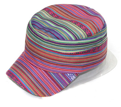 cotton color stripes flat cap (ethnic style) Casquette plate en coton de rayures colorées(style ethnique)